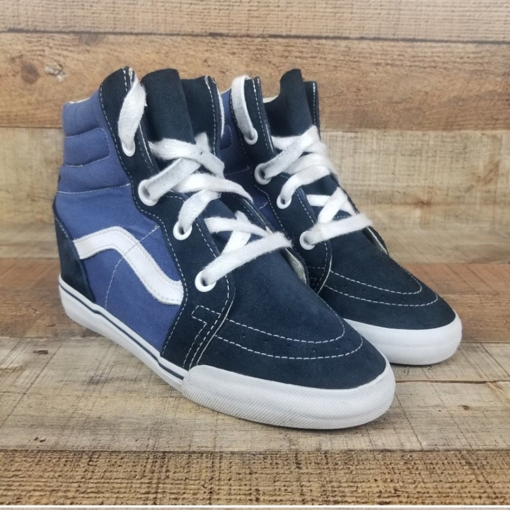 Vans  Sk8-Hi Hidden Wedge Women Sz 9 Blue Sneakers Casual Hi Top Classic T375